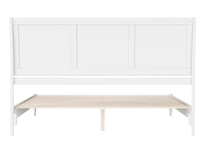 Valencia King Solid Wood Low Profile Sleigh Bed with Charging Station - White - WoodArtSupply