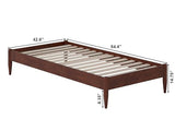 Pasadena Twin XL Wood Platform Bed Frame in Walnut - No Box Spring Needed AFI