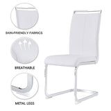 Dining Table Set for 4，White Rectangular MDF Kitchen Table and Leather Dining Chairs Set of 4, 5 Piece Dining Table Set，Modern Metal Frame Dining Room Table Set 4 with Metal Frame For Kitchen Ebullient