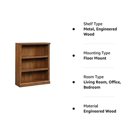 Sauder Miscellaneous Storage 3-Shelf Bookcase/ Book shelf, Oiled Oak finish - WoodArtSupply