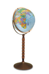 Treasury 12 Inch Blue Floor Globe w Turned Wood Stand Replogle