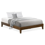 East West Furniture NVP-22-Q Queen Size Bed Frame with 4 Solid Wood Legs and 2 Extra Center Legs - Walnut Finish East West Furniture
