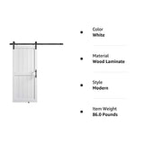 COSHOMER 36in x 84in MDF Sliding Barn Door with 6.6ft Barn Door Hardware Kit & Handle, Pre-Drilled Holes Easy Assembly -Solid Barn Door Slab Covered with Water-Proof PVC Surface, White, H-Frame COSHOMER