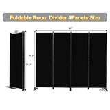 CHOSENM Room Divider, 4 Panel Folding Privacy Screens with Wider Feet, 6 Ft Portable Room Partition for Room Separator, Room Divider Panel 88" W X 71" H, Partition Room Dividers Freestanding，Black CHOSENM