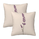 Hayyett Minimalist A Single Lavender Sprig Throw Pillows Covers, Couch Sofa Pillow Cases,Zipper Bedding Cushion Cases for Living Room,18x18 Inch Hayyett