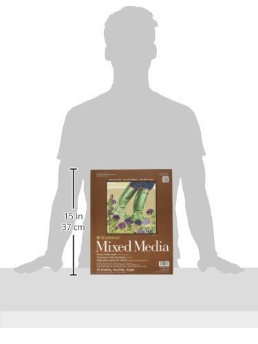 Strathmore 462-111 400 Series Mixed Media Pad, 11"x14" Glue Bound, 15 Sheets , White Strathmore
