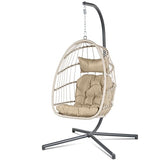Econohome Hanging Egg Chair with Stand - Indoor/Outdoor Swing Hammock Chair with Plush, Washable Cushions, 350LBS Capacity, Ideal for Relaxation in Bedrooms, Balconies, Gardens, and Patios EconoHome