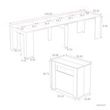 Banzeem Extendable Dining Table, Transformer Extra Console Table for 1-12 People, Folding Space Saving Dining Room Table for Homes, Apartments, Walnut Banzeem