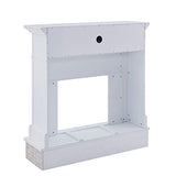 SEI Furniture Jacksdale Faux Stone Accent Electric Hidden Media Shelf Fireplace, White SEI Furniture