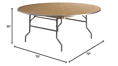 Flash Furniture 6-Foot Round HEAVY DUTY Birchwood Folding Banquet Table with METAL Edges Flash Furniture