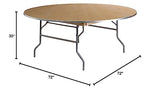 Flash Furniture 6-Foot Round HEAVY DUTY Birchwood Folding Banquet Table with METAL Edges Flash Furniture