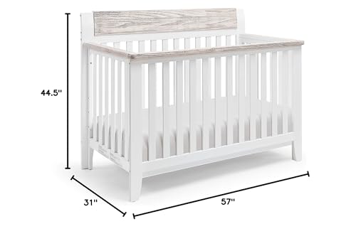 Suite Bebe Hayes 4 in 1 Convertible Crib, White and Wire Brushed Wood