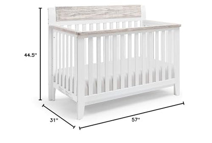 Suite Bebe Hayes 4 in 1 Convertible Crib, White and Wire Brushed Wood