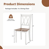 Giantex Dining Room Chairs Set of 4 White - Wooden Farmhouse Kitchen Chairs with Rubber Wood Seat, Acacia Wood Legs, Max Load 360 Lbs, Heavy Duty Wood Armless Dining Chairs with High Back Giantex