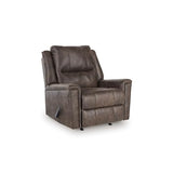 Signature Design by Ashley Skymaker Modern Faux Leather Manual Rocker Recliner with Track Arms, Dark Brown