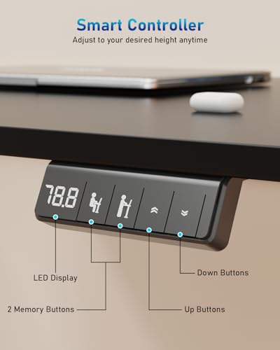 Xyndyx Small Height Adjustable Electric Standing Desk, 31.5" x 23.6" Sit Stand up Desk with Splice Board, Ergonomic Rising Computer Home Office Desk Table with Memory Preset, Black Frame/Black Top Xyndyx