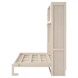 Merax Full Size Murphy Bed with Storage Cabinets, Rustic Solid Wood Wall Bed with 3 Cabinet Shelves, Space Saving Foldable Bed for Studio Apartment, Guest Room, Home Office, Beige Merax