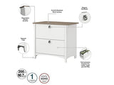Bush Business Furniture Salinas 60W L-Shaped Desk Set with Hutch, File Cabinet, and Bookcase in Shiplap Gray and Pure White Bush Business Furniture