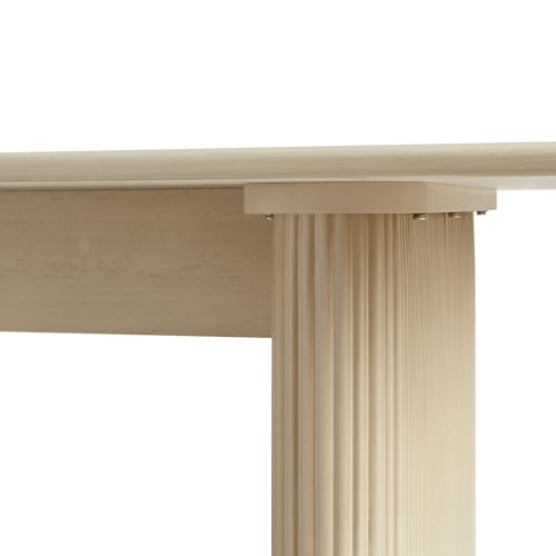 Walker Edison Modern Vertical Reeded Plinth-Base Dining Table, 68 Inch, Birch - WoodArtSupply