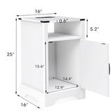 RoyalCraft Farmhouse Nightstand with Charging Station, Tall Bedside Table with Large Storage Room and Shelf, Wooden Rustic End Table for Bedroom, Living Room (White) RoyalCraft