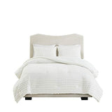 Comfort Spaces Cotton Comforter Set Jacquard Pom-Pom Tufts Design, Down Alternative, All Season Modern Bedding, Matching Shams, Full/Queen, Phillips, Ivory Comfort Spaces