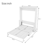 MERITLINE Queen Murphy Bed with Desk, Solid Wood Vertical Murphy Wall Bed Cabinet with Storage Shelves Space-Saving Hidden Bedframe (White,Queen) MERITLINE