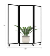 Stand Up Desk Store ReFocus Three-Panel Trifold Acrylic Room Divider Partition Privacy Screen (Clear Acrylic, 71" x 65") S Stand Up Desk Store