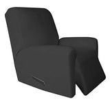Easy-Going 4 Pieces Microfiber Stretch Recliner Slipcover – Spandex Soft Fitted Sofa Couch Cover, Washable Furniture Protector with Elastic Bottom for Kids, Pet(Recliner, Dark Gray)