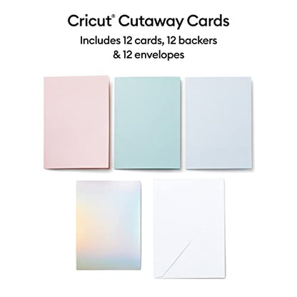 Cricut Cutaway Cards R40, Intricately Design Birthday Cards, Thank You Cards, Custom Greeting Cards, Holographic Backer, Compatible with Cricut Joy/Maker/Explore Machines, Pastel Sampler (12  - WoodArtSupply