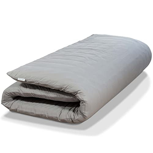 Native Nest Japanese Futon Floor Mattress - Medium Firm Futon Mattress for Sleeping - Shikibuton - Foldable and Portable Japanese Bed (Grey, Queen) Native Nest