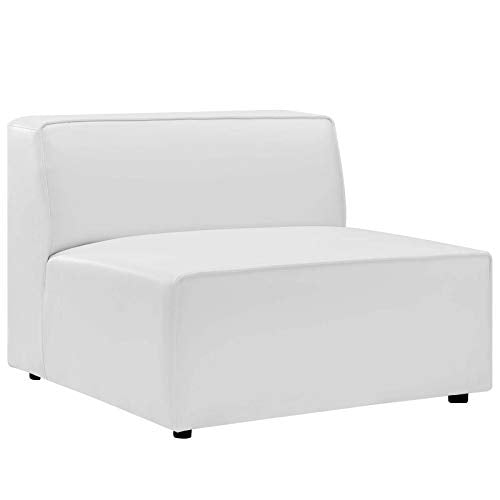 Modway Mingle Vegan Leather 3-Piece Sectional Sofa in White Modway