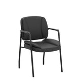 Furniwell Office Guest Chair Waiting Room Reception Chairs Set of 2, PU Leather Executive Desk Chair with Padded Armrests for Meeting Conference (Black)