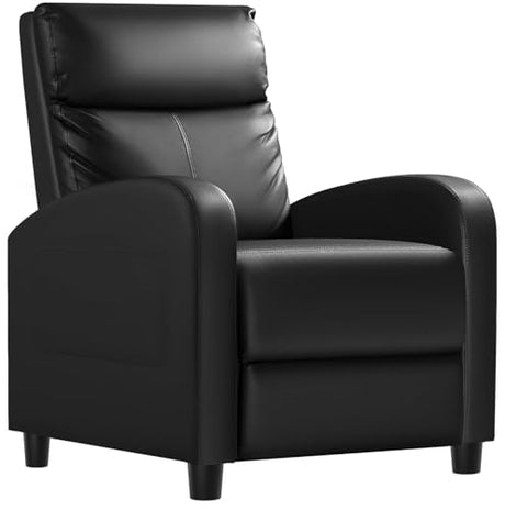 Homall Recliner Chair, Recliner Sofa PU Leather for Adults, Recliners Home Theater Seating with Lumbar Support, Reclining Sofa Chair for Living Room (Black, Leather) Homall