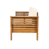 Christopher Knight Home Havets 3 Pieces Outdoor Acacia Furniture Set, Slat Panel Couch, Spacious Seating Armchair, 6" Thick Cushions Sofa and Coffee Table Set for Backyard Garden Balcony, Teak+Beige Christopher Knight Home