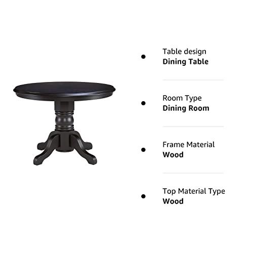 Classic Black 42" Round Pedestal Dining Table by Home Styles - WoodArtSupply