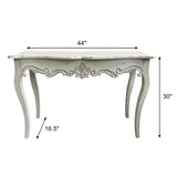 Distressed White Wood Console Table with Carved Details and Cabriole Legs, French Country Entryway Table with Curved Top, Farmhouse Sofa Table for Living Room, Hallway, Foyer - 44" L x 16.5" W x 30" H Royard Oaktree