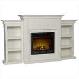 Bowery Hill Traditional Wood Electric Fireplace with Bookcases in Ivory BOWERY HILL