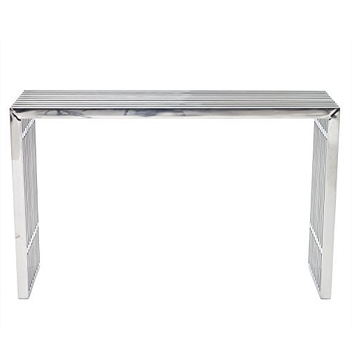 Modway Gridiron Contemporary Modern Stainless Steel Console Table, Silver Modway