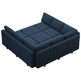Belffin Modular Sectional Sofa with Ottomans Velvet Reversible Sleeper Sectional Sofa with Chaise Modular Sleeper Sofa Bed with Storage Seat Blue Belffin