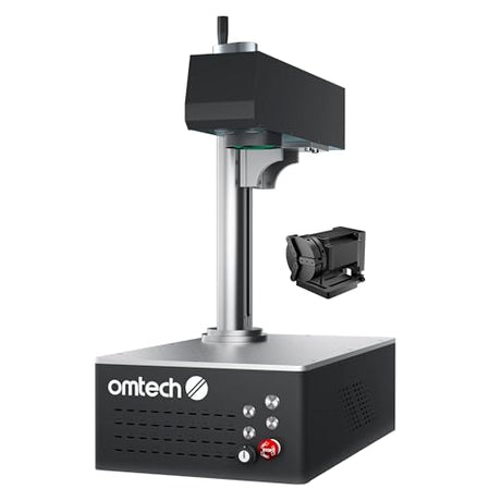 OMTech Autofocus 60W MOPA Fiber Laser Marking Machine with Rotary Axis, Fiber Laser Engraver for Metal Color Marking, 6" x 6" Workbed Fiber Laser Cutter with EzCad, 100,000 hr. Life OMTech