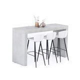 Mobili Fiver Evolution Tall Kitchen Bar Table Made in Italy | Space Saving, Counter Height Table for 6 | Modern Breakfast Bar Counter Top w/Cable Holder | Concrete Grey Effect | 70,9'' x 23,6" in Mobili Fiver