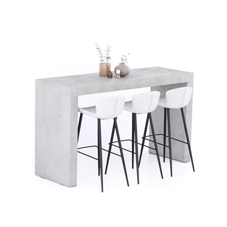 Mobili Fiver Evolution Tall Kitchen Bar Table Made in Italy | Space Saving, Counter Height Table for 6 | Modern Breakfast Bar Counter Top w/Cable Holder | Concrete Grey Effect | 70,9'' x 23,6" in Mobili Fiver