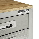 Seville Classics UltraHD Heavy Duty Rolling Cabinet Workbench Table w/Solid Wood Top Workstation for Garage, Warehouse, Office, Workshop, 34.7" H, Seville Classics