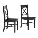 Walker Edison Modern Farmhouse Wood X-Back Armless Dining Chairs Kitchen, Set of 2, Black Walker Edison