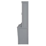 URTR Queen Size Murphy Bed with a Shelf, Easy Fold Wood Wall Bed, Space-Saving Murphy Bed Cabinet for Guest Room Home Office,Grey URTR