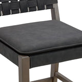 Nathan James Cohen Mid-Century Modern 29 in. Wood Bar Stool, Upholstered Faux Leather Bar Height Stool with Solid Wood Frame, Black Nathan James