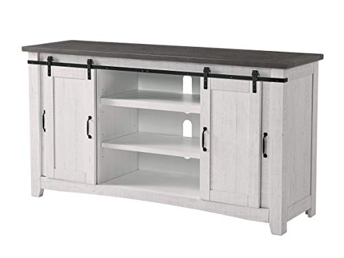 Martin Svensson Home Hampton TV Stand, White Stain with Grey Stain Top - WoodArtSupply