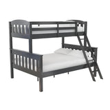 DHP Airlie Convertible Wood Bunk Bed Twin Over Full Size, Stackable and Detachable Bed Frames for Kids, Teens, Angled Ladder, High Guardrail, Wood Slats, No Boxspring Required, Grey DHP