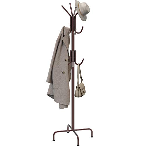 Simple Houseware Standing Coat and Hat Hanger Organizer Rack, Bronze - WoodArtSupply