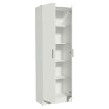 Madesa Pantry Storage Cabinet Armoire Closet with 2 Doors and 5 Utility Shelves 23" L Inch Wooden Organization Unit for Bedroom, Office, Laundry Room, Kitchen, and Garage (White) Madesa